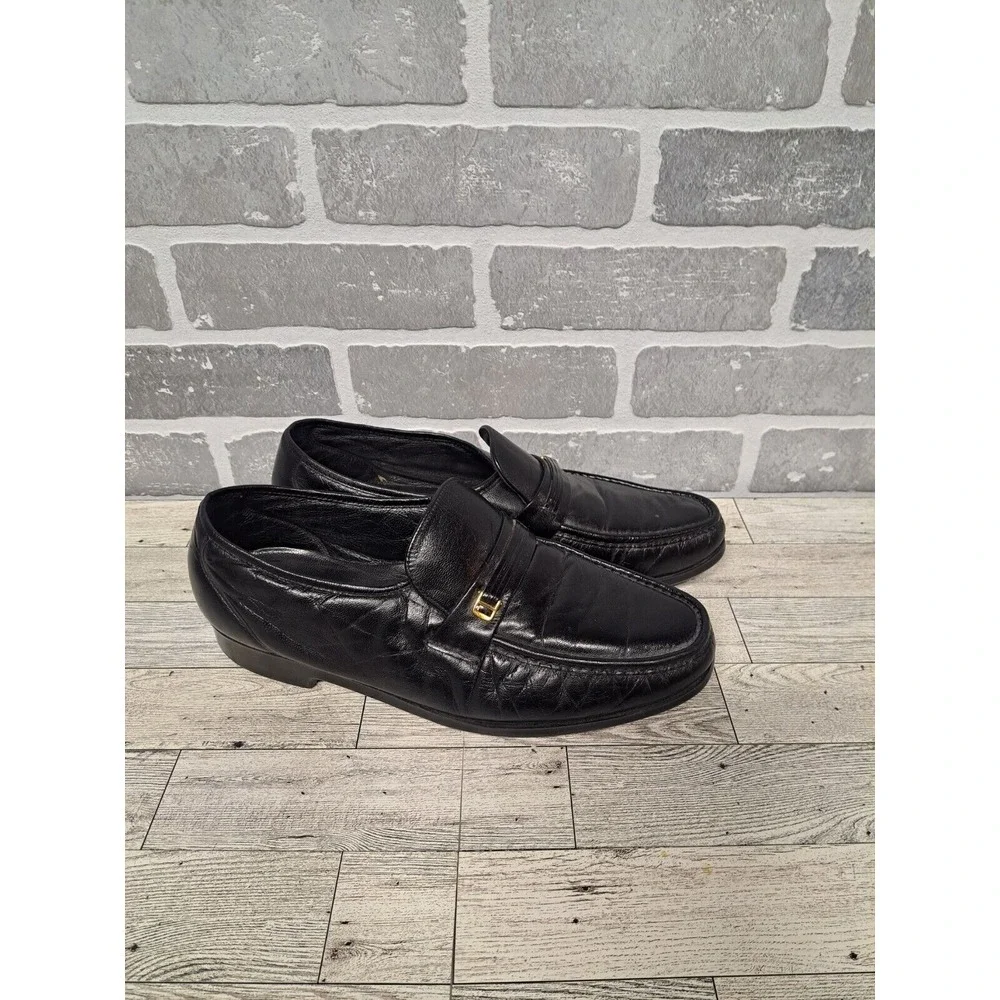 Florsheim Riva Vintage Moccasin Black Leather Loafers Comfort Mens Shoes Size 11
